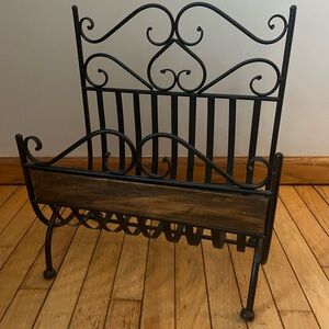 Black and Brown Metal Magazine Rack
